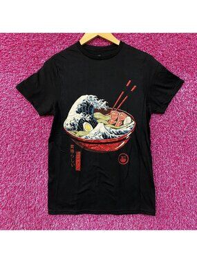 Threadless The Great Ramen Monster Wave of Kanagawa T-Shirt Small